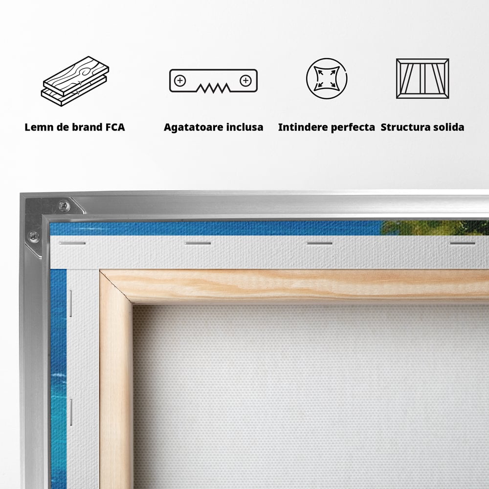 Tablou Canvas Premium, LuxCanva® N1049, Escapada cu Gust, Cafea, Frappe, Pahare, Frisca, Gheata, Latte, Vacanta, Rasfat, Priveliste, Ocean, Pub, Cafenea, Bar, Restaurant, Bucatarie