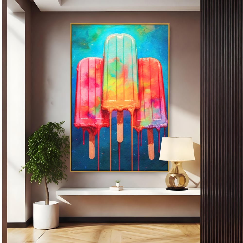 Tablou Canvas Premium, LuxCanva® N1052, Inghetata Curcubeu, Desert, Racoritor, Vara, Inghetata, Gelaterie, Dulce, Topit, Gust, Copilarie, Zahar, Restaurant, Bucatarie