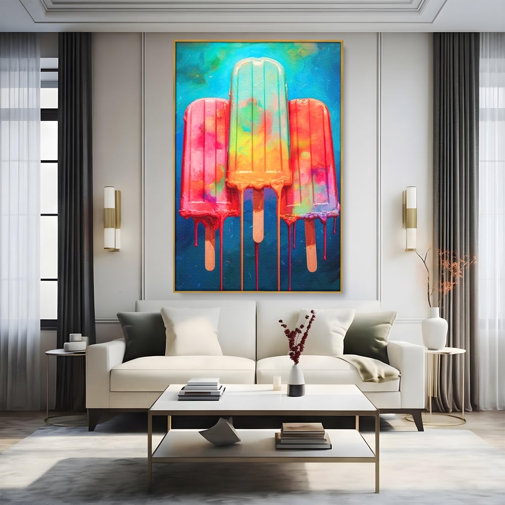 Tablou Canvas Premium, LuxCanva® N1052, Inghetata Curcubeu, Desert, Racoritor, Vara, Inghetata, Gelaterie, Dulce, Topit, Gust, Copilarie, Zahar, Restaurant, Bucatarie