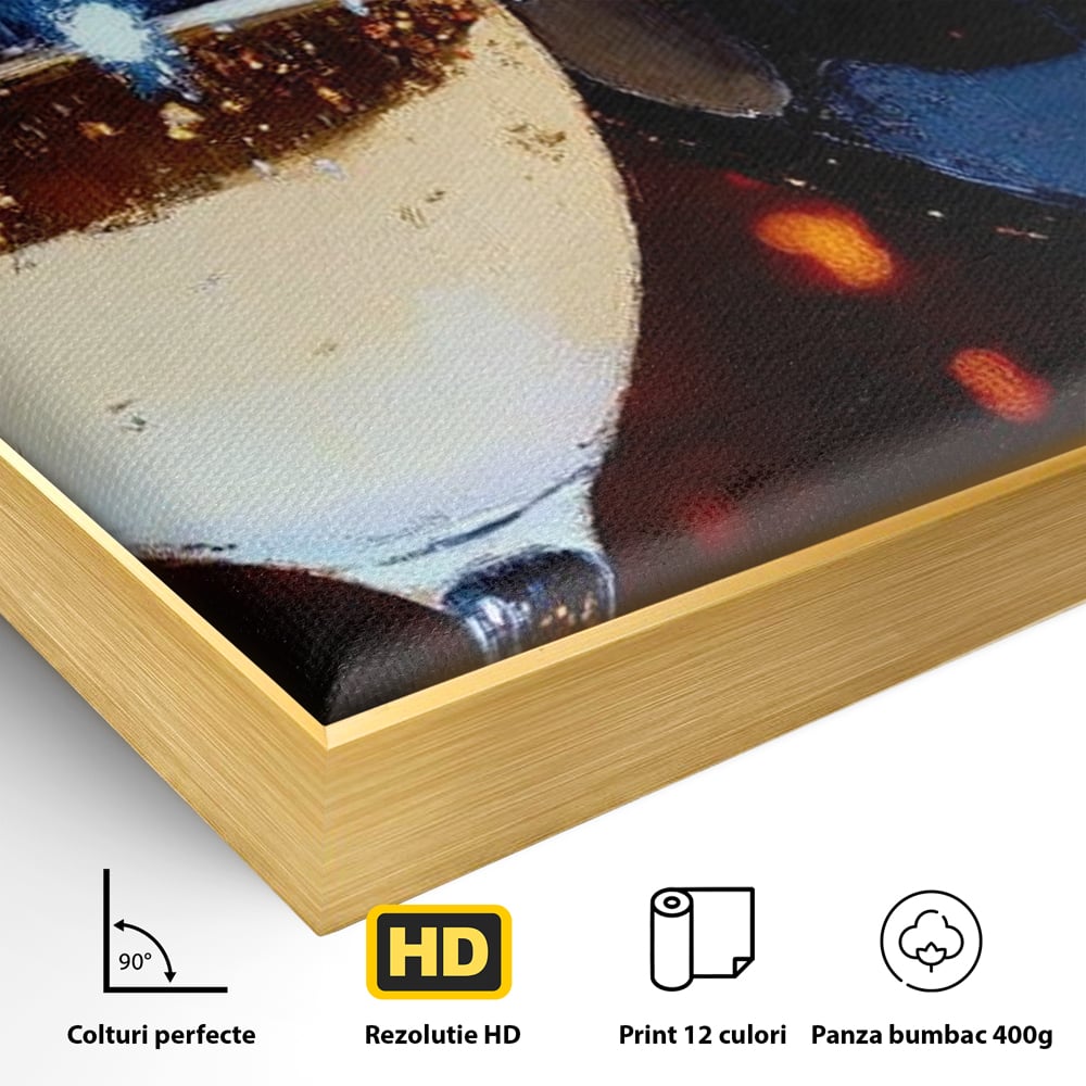 Tablou Canvas Premium, LuxCanva® N1053, Magia Serilor Tarzii, Vin, Bautura, Pahare, Noapte, Toast, Lumini, Romantic, Degustare, Reflexii, Pub, Lounge, Bar, Restaurant, Bucatarie