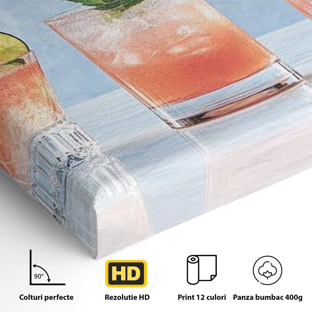 Tablou Canvas Premium, LuxCanva® N1054, Parada Cocktailurilor, Pahare, Bautura, Cocktail, Tropical, Vara, Racoritor, Petrecere, Fresh, Vacanta, Pub, Lounge, Bar, Restaurant, Bucatarie