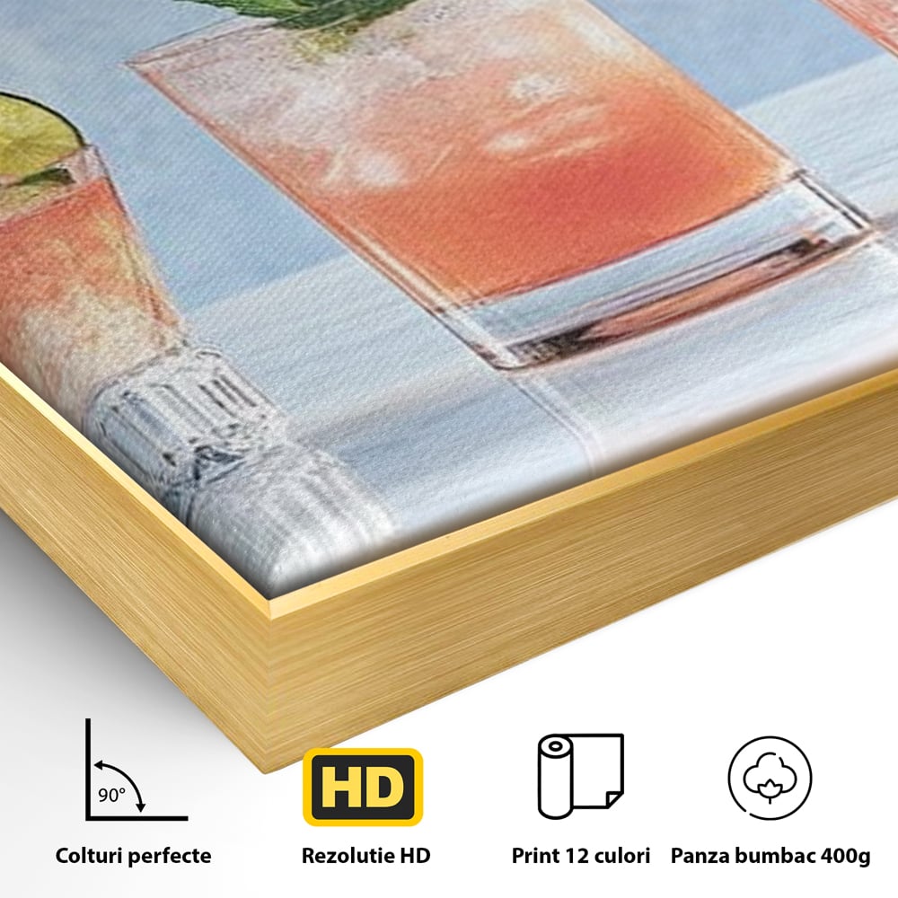 Tablou Canvas Premium, LuxCanva® N1054, Parada Cocktailurilor, Pahare, Bautura, Cocktail, Tropical, Vara, Racoritor, Petrecere, Fresh, Vacanta, Pub, Lounge, Bar, Restaurant, Bucatarie