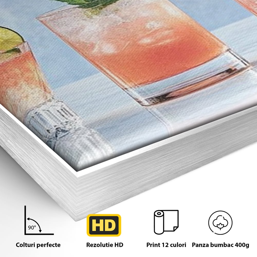 Tablou Canvas Premium, LuxCanva® N1054, Parada Cocktailurilor, Pahare, Bautura, Cocktail, Tropical, Vara, Racoritor, Petrecere, Fresh, Vacanta, Pub, Lounge, Bar, Restaurant, Bucatarie