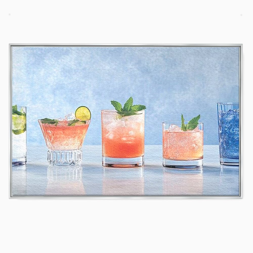 Tablou Canvas Premium, LuxCanva® N1054, Parada Cocktailurilor, Pahare, Bautura, Cocktail, Tropical, Vara, Racoritor, Petrecere, Fresh, Vacanta, Pub, Lounge, Bar, Restaurant, Bucatarie