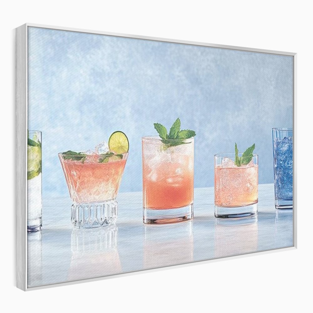 Tablou Canvas Premium, LuxCanva® N1054, Parada Cocktailurilor, Pahare, Bautura, Cocktail, Tropical, Vara, Racoritor, Petrecere, Fresh, Vacanta, Pub, Lounge, Bar, Restaurant, Bucatarie