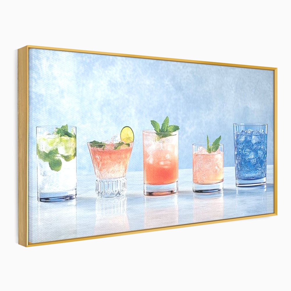 Tablou Canvas Premium, LuxCanva® N1054, Parada Cocktailurilor, Pahare, Bautura, Cocktail, Tropical, Vara, Racoritor, Petrecere, Fresh, Vacanta, Pub, Lounge, Bar, Restaurant, Bucatarie