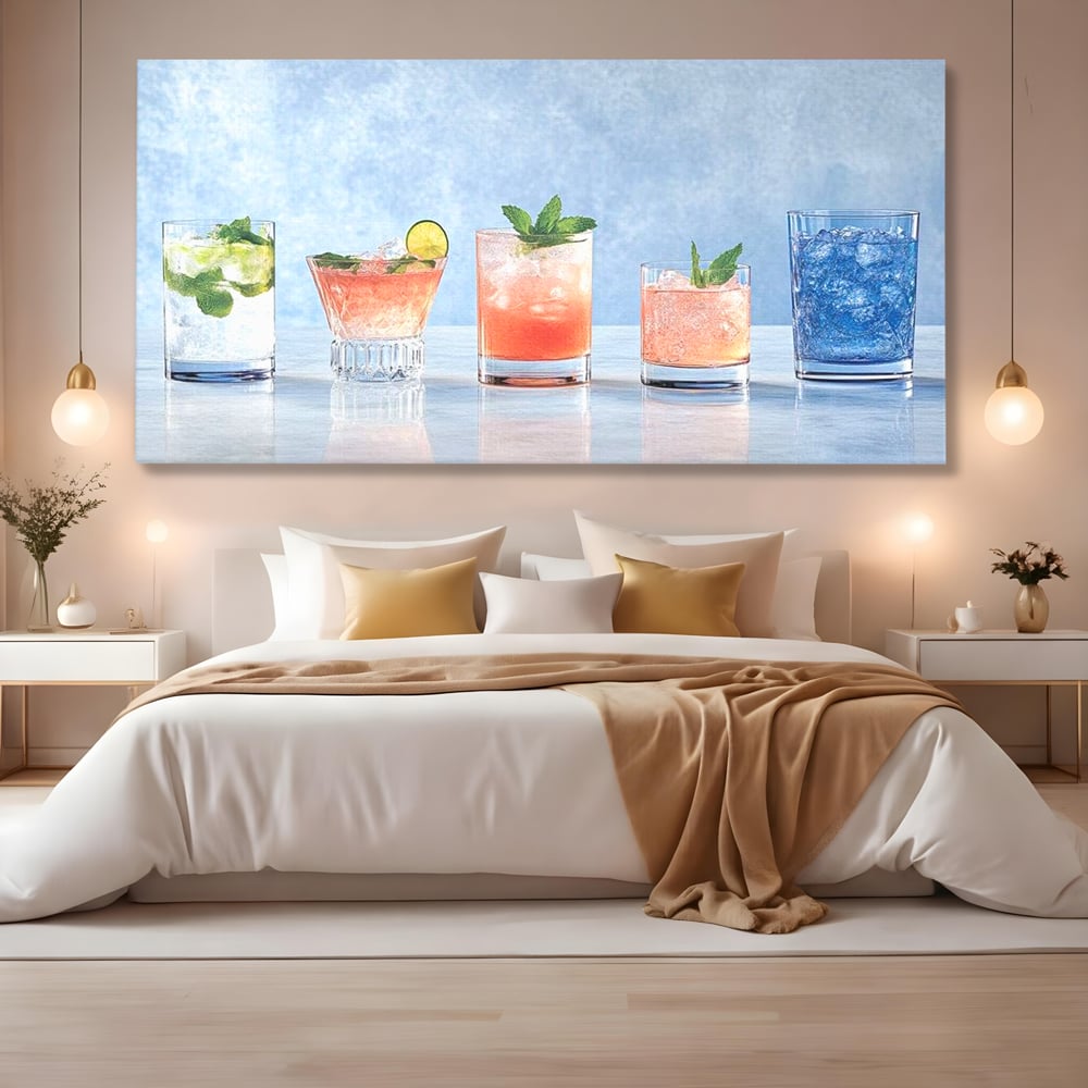 Tablou Canvas Premium, LuxCanva® N1054, Parada Cocktailurilor, Pahare, Bautura, Cocktail, Tropical, Vara, Racoritor, Petrecere, Fresh, Vacanta, Pub, Lounge, Bar, Restaurant, Bucatarie