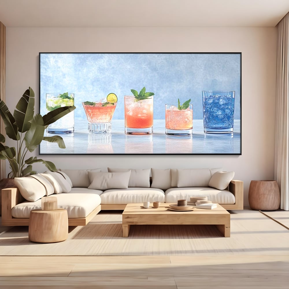Tablou Canvas Premium, LuxCanva® N1054, Parada Cocktailurilor, Pahare, Bautura, Cocktail, Tropical, Vara, Racoritor, Petrecere, Fresh, Vacanta, Pub, Lounge, Bar, Restaurant, Bucatarie
