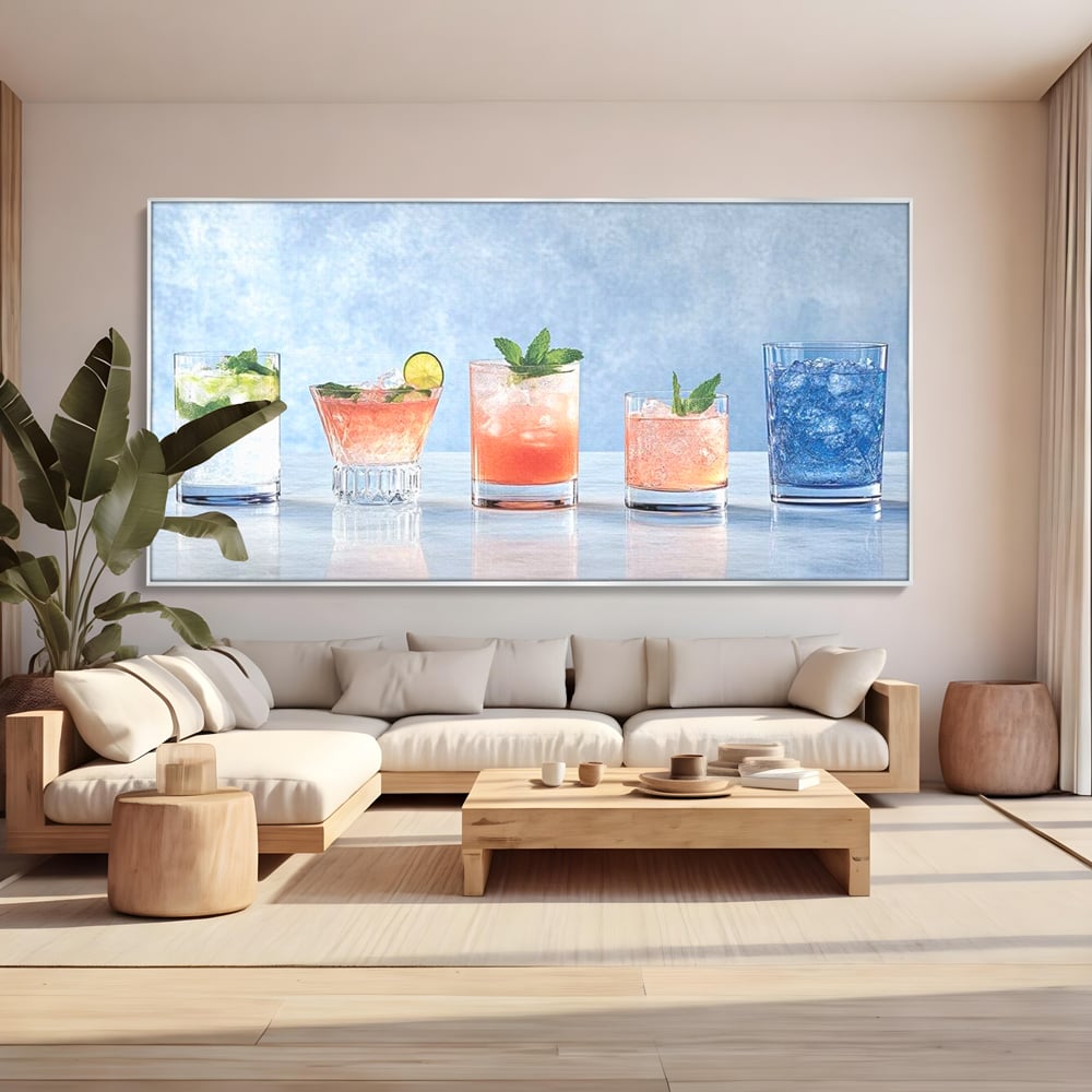 Tablou Canvas Premium, LuxCanva® N1054, Parada Cocktailurilor, Pahare, Bautura, Cocktail, Tropical, Vara, Racoritor, Petrecere, Fresh, Vacanta, Pub, Lounge, Bar, Restaurant, Bucatarie