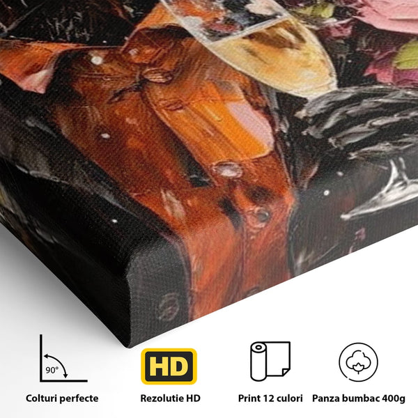 Leinwand Premium Leinwand Wandkunst, LuxCanva® N1055, Special Guest, Maus, Tier, Champagner, Getränk, Glas, Kostüm, elegant, Blumen, Party, Kneipe, Lounge, Bar, Restaurant, Küche, Küche