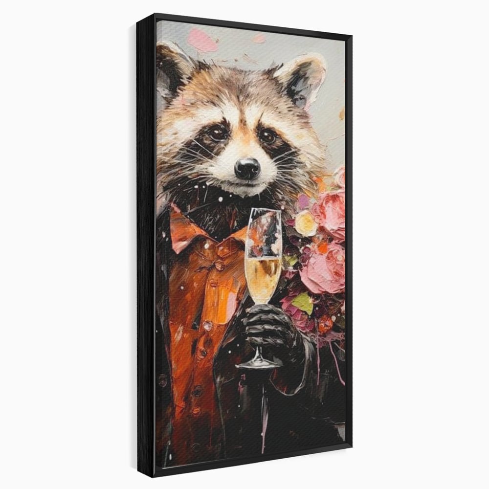 Leinwand Premium Leinwand Wandkunst, LuxCanva® N1055, Special Guest, Maus, Tier, Champagner, Getränk, Glas, Kostüm, elegant, Blumen, Party, Kneipe, Lounge, Bar, Restaurant, Küche, Küche