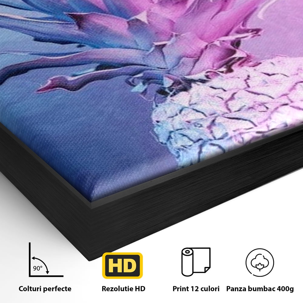 Tablou Canvas Premium, LuxCanva® N1057, Furtuna Exotica, Ananas, Fruct, Pastel, Neon, Culori Vibrante, Modern, Roz, Pop Art, Electric, Funky, Restaurant, Bucatarie