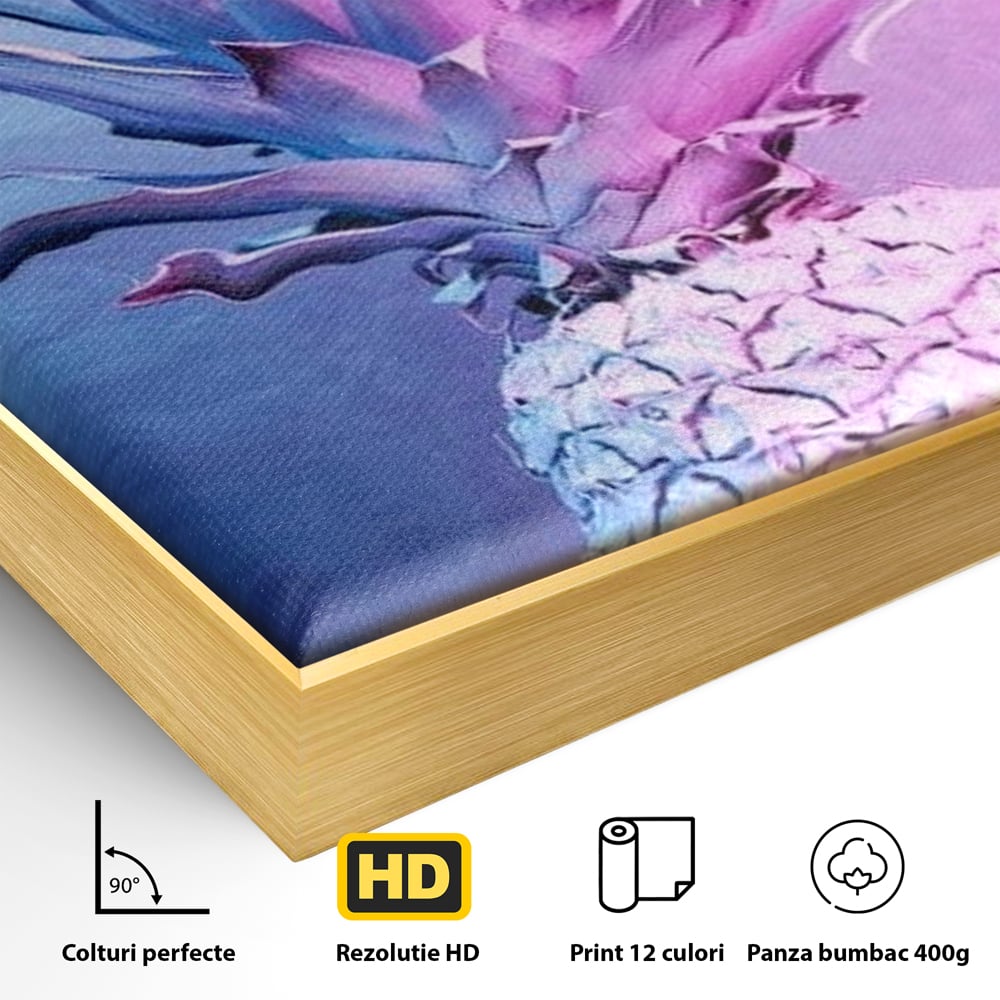 Tablou Canvas Premium, LuxCanva® N1057, Furtuna Exotica, Ananas, Fruct, Pastel, Neon, Culori Vibrante, Modern, Roz, Pop Art, Electric, Funky, Restaurant, Bucatarie