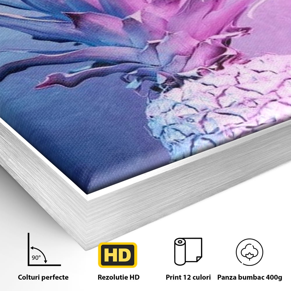 Tablou Canvas Premium, LuxCanva® N1057, Furtuna Exotica, Ananas, Fruct, Pastel, Neon, Culori Vibrante, Modern, Roz, Pop Art, Electric, Funky, Restaurant, Bucatarie