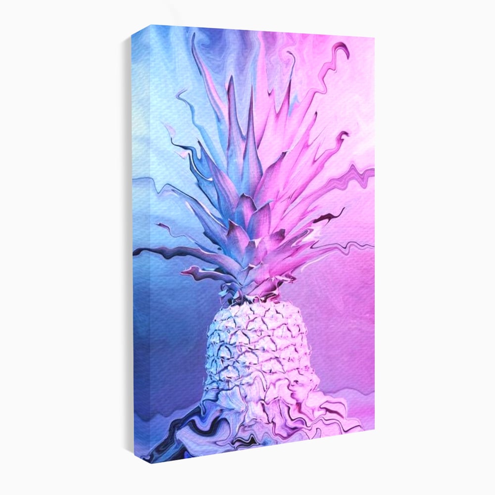 Tablou Canvas Premium, LuxCanva® N1057, Furtuna Exotica, Ananas, Fruct, Pastel, Neon, Culori Vibrante, Modern, Roz, Pop Art, Electric, Funky, Restaurant, Bucatarie