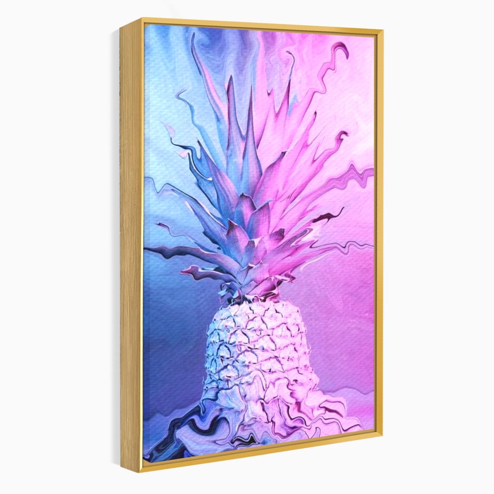 Tablou Canvas Premium, LuxCanva® N1057, Furtuna Exotica, Ananas, Fruct, Pastel, Neon, Culori Vibrante, Modern, Roz, Pop Art, Electric, Funky, Restaurant, Bucatarie