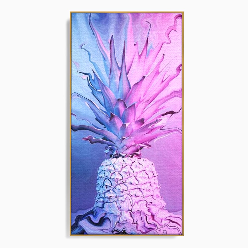 Tablou Canvas Premium, LuxCanva® N1057, Furtuna Exotica, Ananas, Fruct, Pastel, Neon, Culori Vibrante, Modern, Roz, Pop Art, Electric, Funky, Restaurant, Bucatarie
