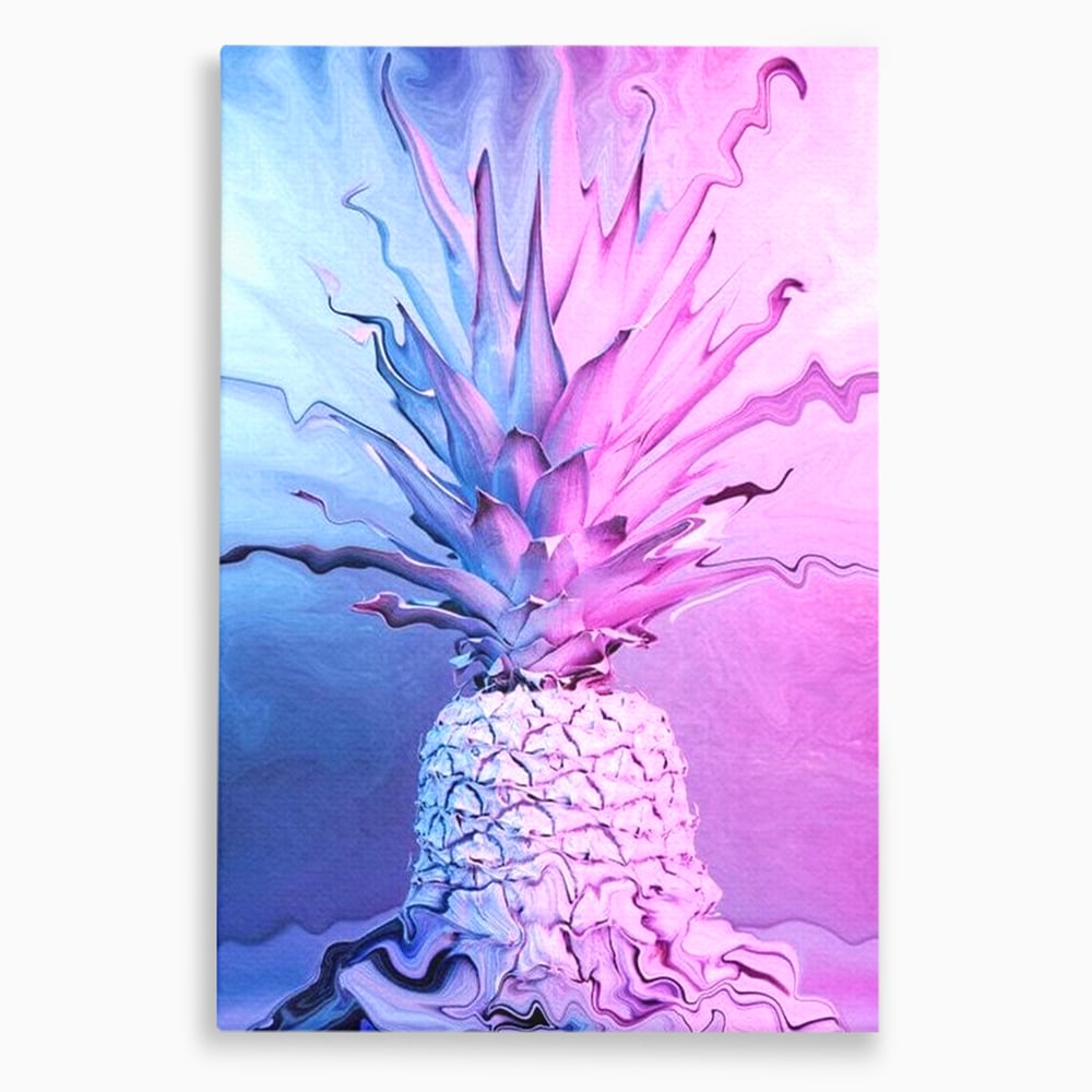 Tablou Canvas Premium, LuxCanva® N1057, Furtuna Exotica, Ananas, Fruct, Pastel, Neon, Culori Vibrante, Modern, Roz, Pop Art, Electric, Funky, Restaurant, Bucatarie