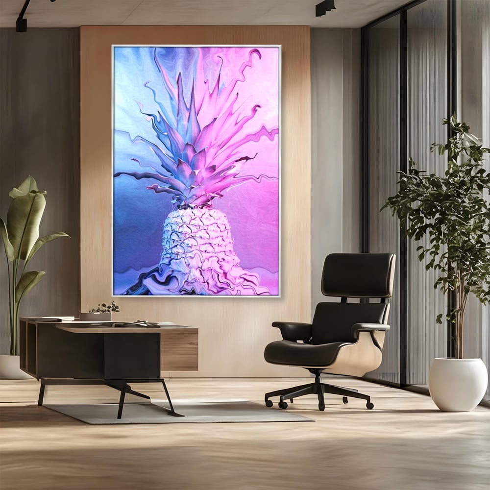 Tablou Canvas Premium, LuxCanva® N1057, Furtuna Exotica, Ananas, Fruct, Pastel, Neon, Culori Vibrante, Modern, Roz, Pop Art, Electric, Funky, Restaurant, Bucatarie