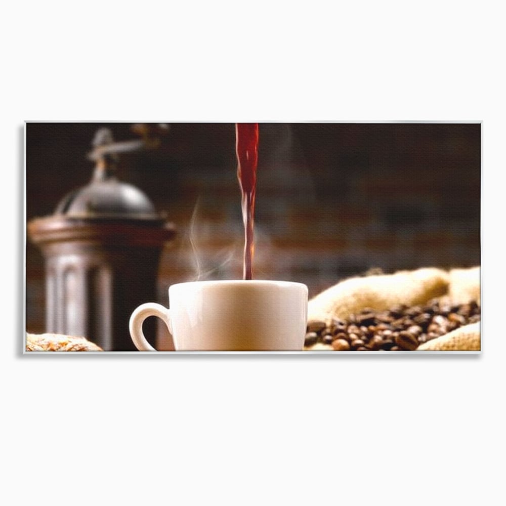 Leinwand Premium Canvas Wall Art, LuxCanva® N1058, Perfekte Tropfen, Kaffee, Espresso, Bohnen, Tasse, Dampf, Aroma, Intensität, Morgen, Café, Kneipe, Lounge, Bar, Restaurant, Küche