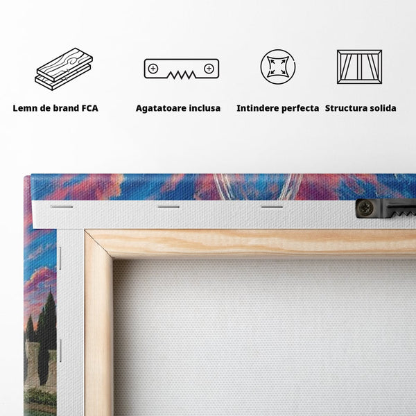 Leinwand Premium Canvas Wall Art, LuxCanva® N1059, Glas der Wünsche, Sonnenuntergang, Rotwein, Getränk, Glas, Denkmal, Architektur, Garten, Blumen, Romantik, Kneipe, Lounge, Bar, Restaurant, Restaurant, Küche