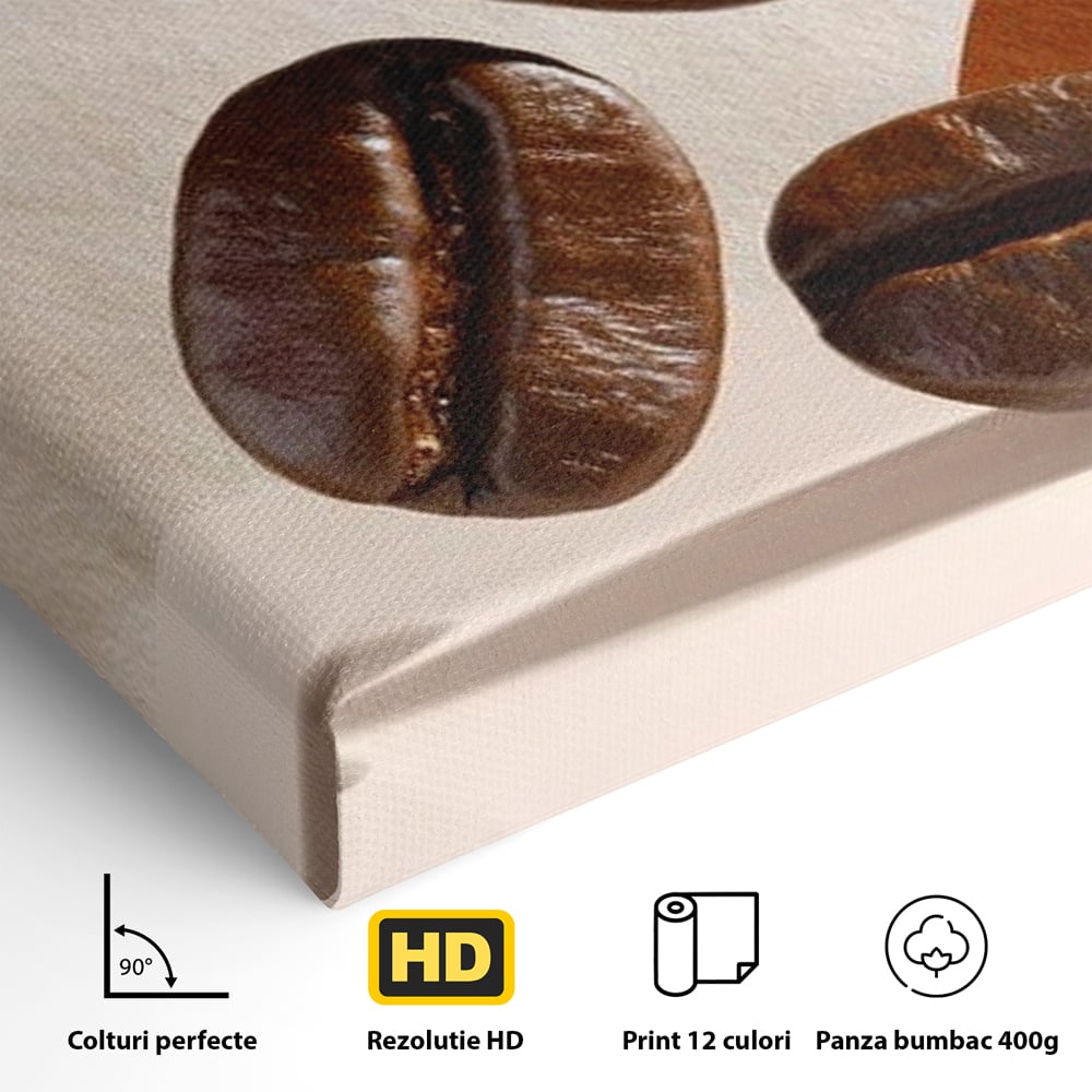 Leinwand Premium Canvas Wall Art, LuxCanva® N1060, Aromatische Kreise, Kaffeebohnen, Espresso, Design, Modern, Abstrakt, Morgen, Energie, Natürlich, Natürlich, Café, Kneipe, Lounge, Bar, Restaurant, Restaurant, Küche