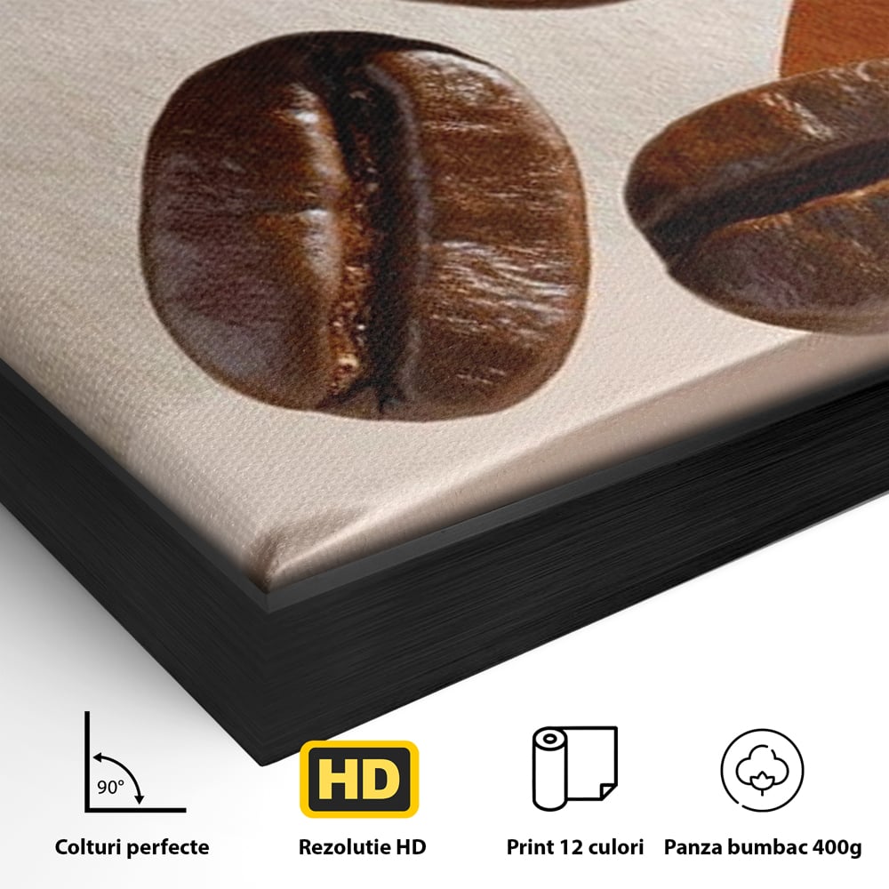 Leinwand Premium Canvas Wall Art, LuxCanva® N1060, Aromatische Kreise, Kaffeebohnen, Espresso, Design, Modern, Abstrakt, Morgen, Energie, Natürlich, Natürlich, Café, Kneipe, Lounge, Bar, Restaurant, Restaurant, Küche