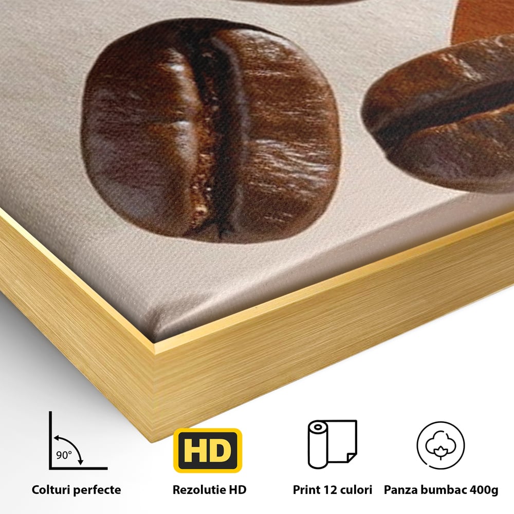 Leinwand Premium Canvas Wall Art, LuxCanva® N1060, Aromatische Kreise, Kaffeebohnen, Espresso, Design, Modern, Abstrakt, Morgen, Energie, Natürlich, Natürlich, Café, Kneipe, Lounge, Bar, Restaurant, Restaurant, Küche