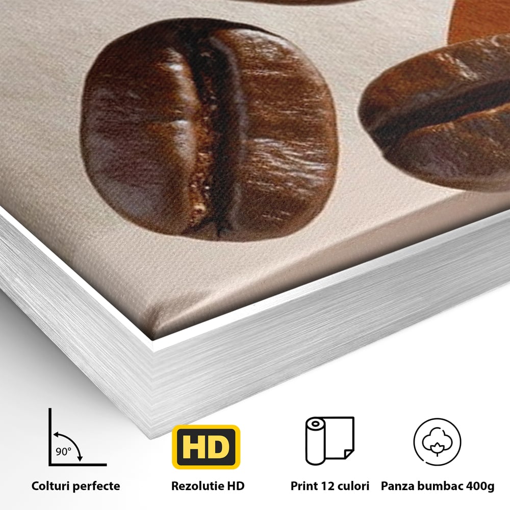 Leinwand Premium Canvas Wall Art, LuxCanva® N1060, Aromatische Kreise, Kaffeebohnen, Espresso, Design, Modern, Abstrakt, Morgen, Energie, Natürlich, Natürlich, Café, Kneipe, Lounge, Bar, Restaurant, Restaurant, Küche