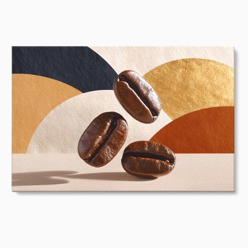 Leinwand Premium Canvas Wall Art, LuxCanva® N1060, Aromatische Kreise, Kaffeebohnen, Espresso, Design, Modern, Abstrakt, Morgen, Energie, Natürlich, Natürlich, Café, Kneipe, Lounge, Bar, Restaurant, Restaurant, Küche