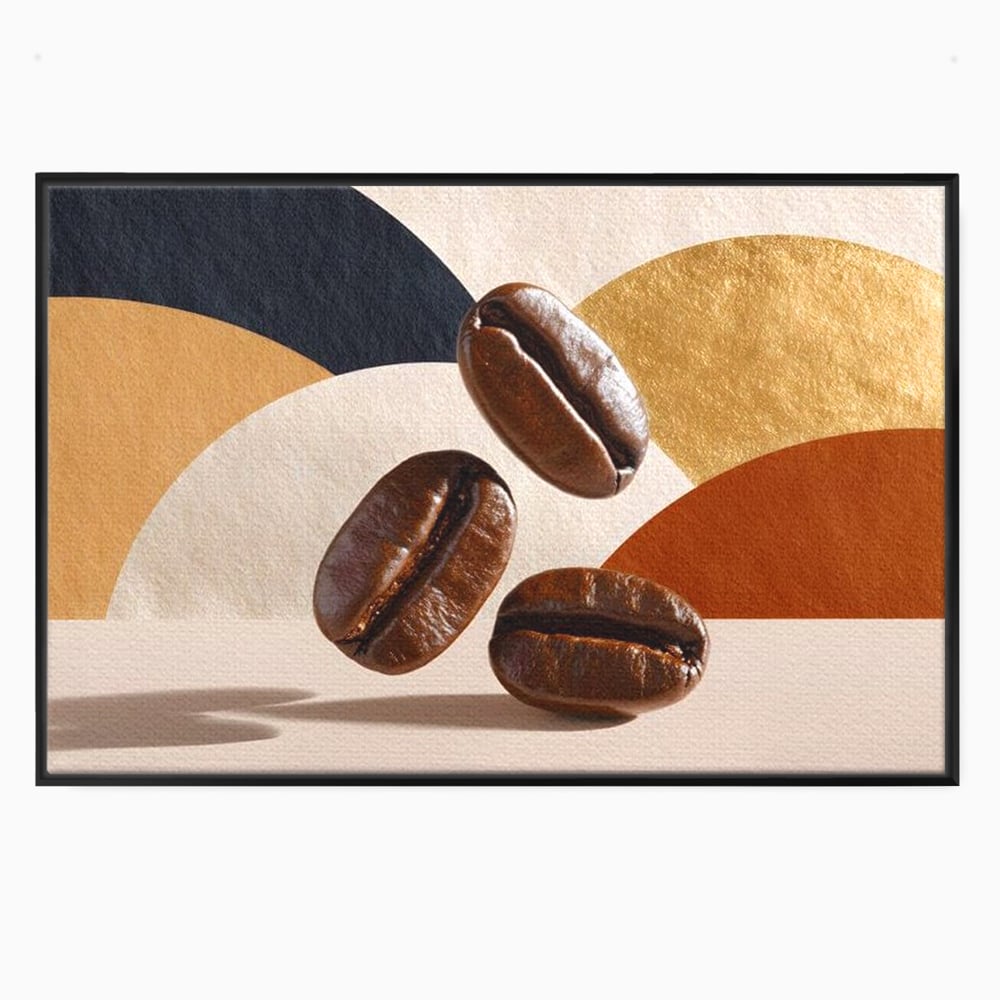 Leinwand Premium Canvas Wall Art, LuxCanva® N1060, Aromatische Kreise, Kaffeebohnen, Espresso, Design, Modern, Abstrakt, Morgen, Energie, Natürlich, Natürlich, Café, Kneipe, Lounge, Bar, Restaurant, Restaurant, Küche