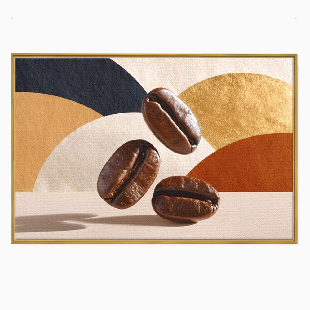 Leinwand Premium Canvas Wall Art, LuxCanva® N1060, Aromatische Kreise, Kaffeebohnen, Espresso, Design, Modern, Abstrakt, Morgen, Energie, Natürlich, Natürlich, Café, Kneipe, Lounge, Bar, Restaurant, Restaurant, Küche