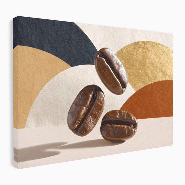 Leinwand Premium Canvas Wall Art, LuxCanva® N1060, Aromatische Kreise, Kaffeebohnen, Espresso, Design, Modern, Abstrakt, Morgen, Energie, Natürlich, Natürlich, Café, Kneipe, Lounge, Bar, Restaurant, Restaurant, Küche