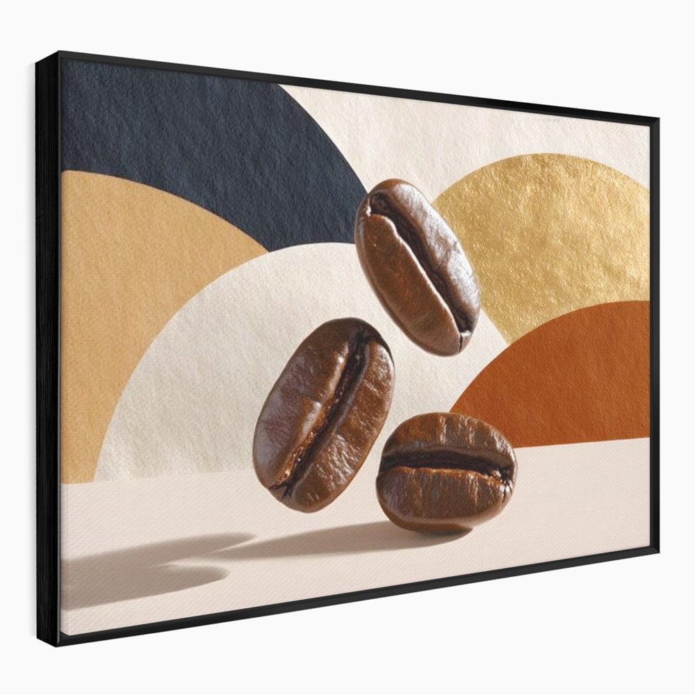 Leinwand Premium Canvas Wall Art, LuxCanva® N1060, Aromatische Kreise, Kaffeebohnen, Espresso, Design, Modern, Abstrakt, Morgen, Energie, Natürlich, Natürlich, Café, Kneipe, Lounge, Bar, Restaurant, Restaurant, Küche