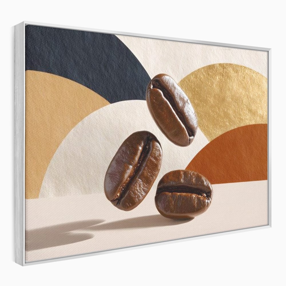 Leinwand Premium Canvas Wall Art, LuxCanva® N1060, Aromatische Kreise, Kaffeebohnen, Espresso, Design, Modern, Abstrakt, Morgen, Energie, Natürlich, Natürlich, Café, Kneipe, Lounge, Bar, Restaurant, Restaurant, Küche