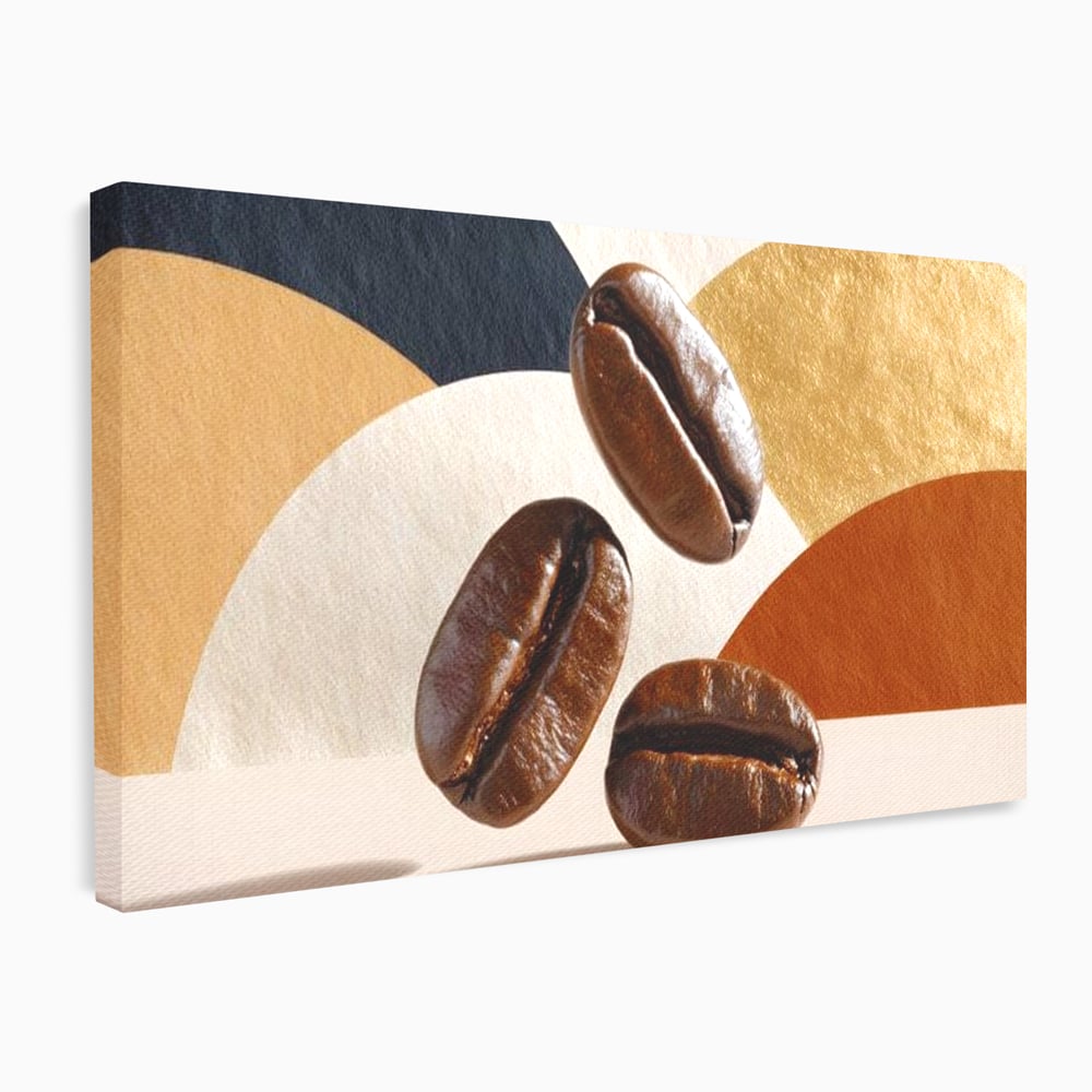Leinwand Premium Canvas Wall Art, LuxCanva® N1060, Aromatische Kreise, Kaffeebohnen, Espresso, Design, Modern, Abstrakt, Morgen, Energie, Natürlich, Natürlich, Café, Kneipe, Lounge, Bar, Restaurant, Restaurant, Küche