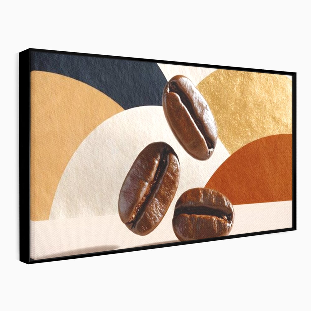 Leinwand Premium Canvas Wall Art, LuxCanva® N1060, Aromatische Kreise, Kaffeebohnen, Espresso, Design, Modern, Abstrakt, Morgen, Energie, Natürlich, Natürlich, Café, Kneipe, Lounge, Bar, Restaurant, Restaurant, Küche