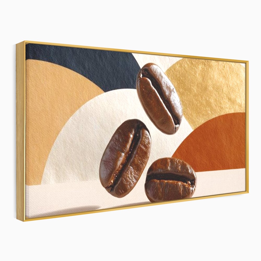 Leinwand Premium Canvas Wall Art, LuxCanva® N1060, Aromatische Kreise, Kaffeebohnen, Espresso, Design, Modern, Abstrakt, Morgen, Energie, Natürlich, Natürlich, Café, Kneipe, Lounge, Bar, Restaurant, Restaurant, Küche