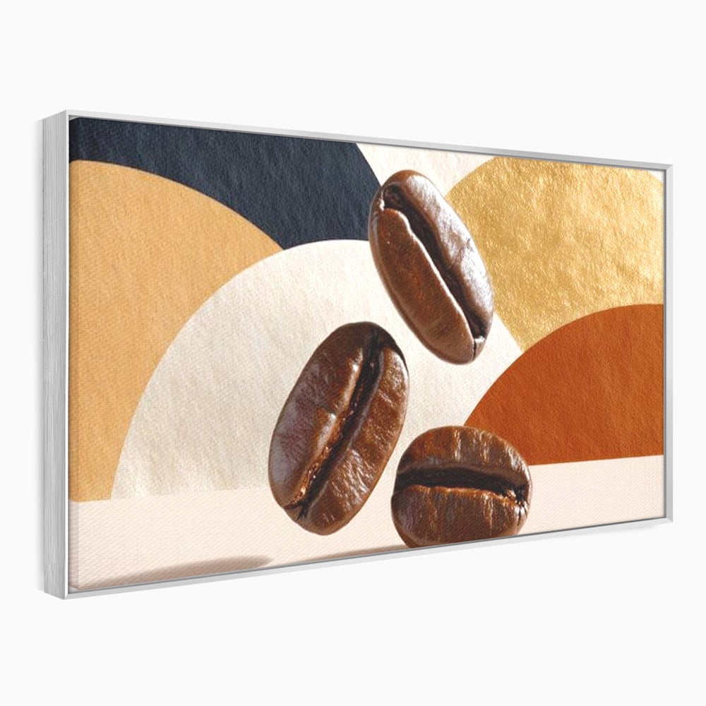 Leinwand Premium Canvas Wall Art, LuxCanva® N1060, Aromatische Kreise, Kaffeebohnen, Espresso, Design, Modern, Abstrakt, Morgen, Energie, Natürlich, Natürlich, Café, Kneipe, Lounge, Bar, Restaurant, Restaurant, Küche