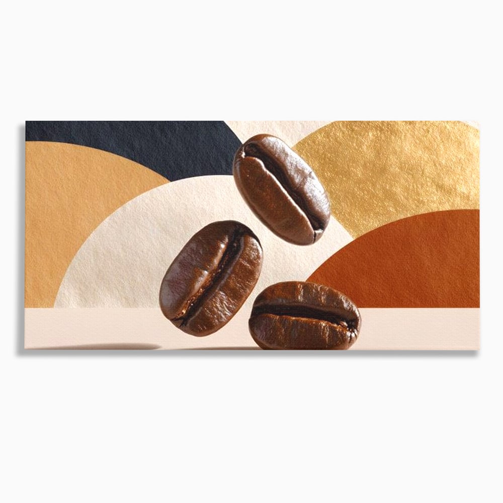 Leinwand Premium Canvas Wall Art, LuxCanva® N1060, Aromatische Kreise, Kaffeebohnen, Espresso, Design, Modern, Abstrakt, Morgen, Energie, Natürlich, Natürlich, Café, Kneipe, Lounge, Bar, Restaurant, Restaurant, Küche