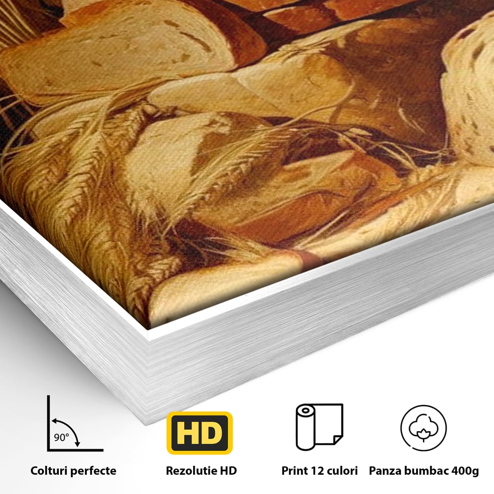 Tablou Canvas Premium, LuxCanva® N1061, Aurul Brutariei, Paine, Grau, Aliment, Mancare, Prospetime, Rustic, Traditional, Recolta, Masa, Gospodarie, Restaurant, Bucatarie
