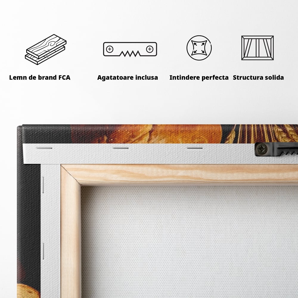 Tablou Canvas Premium, LuxCanva® N1061, Aurul Brutariei, Paine, Grau, Aliment, Mancare, Prospetime, Rustic, Traditional, Recolta, Masa, Gospodarie, Restaurant, Bucatarie