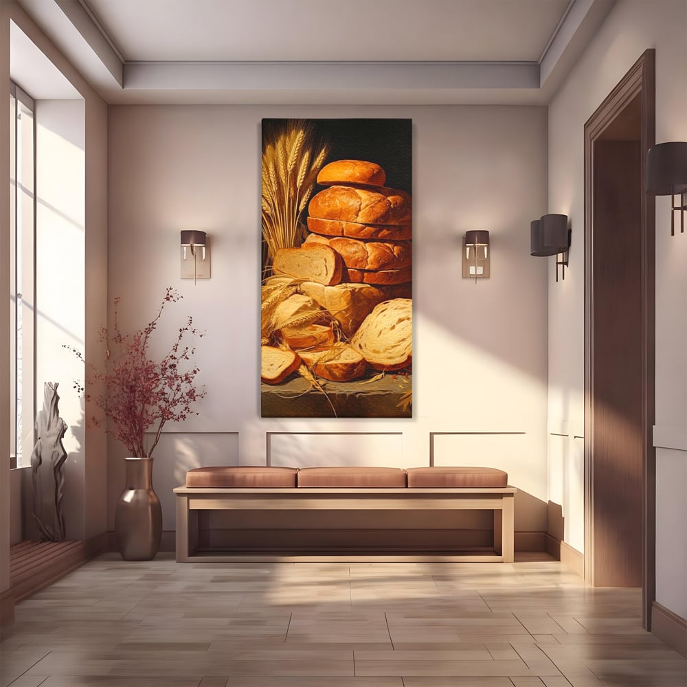 Tablou Canvas Premium, LuxCanva® N1061, Aurul Brutariei, Paine, Grau, Aliment, Mancare, Prospetime, Rustic, Traditional, Recolta, Masa, Gospodarie, Restaurant, Bucatarie