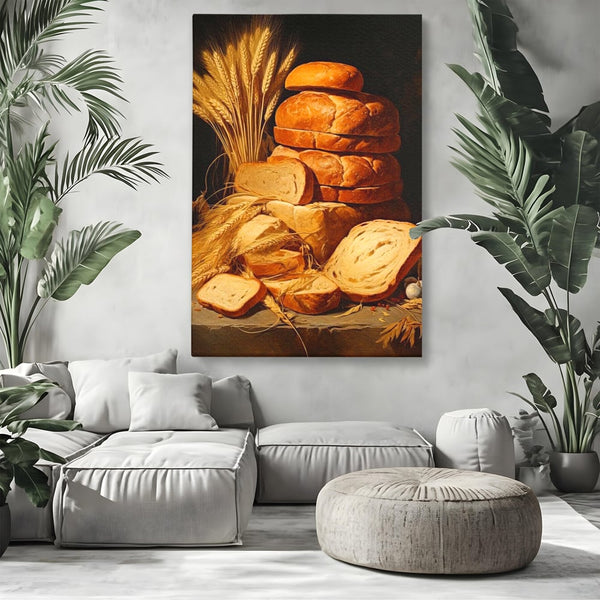 Tablou Canvas Premium, LuxCanva® N1061, Aurul Brutariei, Paine, Grau, Aliment, Mancare, Prospetime, Rustic, Traditional, Recolta, Masa, Gospodarie, Restaurant, Bucatarie