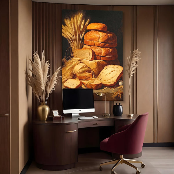 Tablou Canvas Premium, LuxCanva® N1061, Aurul Brutariei, Paine, Grau, Aliment, Mancare, Prospetime, Rustic, Traditional, Recolta, Masa, Gospodarie, Restaurant, Bucatarie