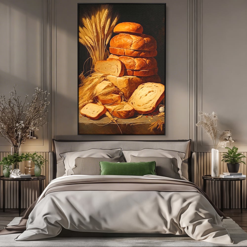 Tablou Canvas Premium, LuxCanva® N1061, Aurul Brutariei, Paine, Grau, Aliment, Mancare, Prospetime, Rustic, Traditional, Recolta, Masa, Gospodarie, Restaurant, Bucatarie