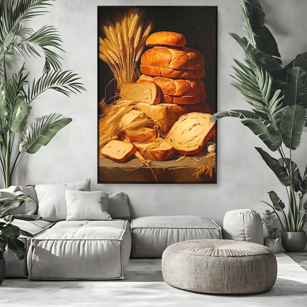 Tablou Canvas Premium, LuxCanva® N1061, Aurul Brutariei, Paine, Grau, Aliment, Mancare, Prospetime, Rustic, Traditional, Recolta, Masa, Gospodarie, Restaurant, Bucatarie