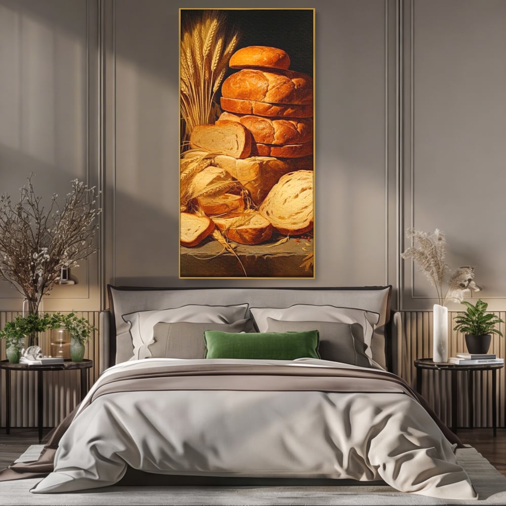 Tablou Canvas Premium, LuxCanva® N1061, Aurul Brutariei, Paine, Grau, Aliment, Mancare, Prospetime, Rustic, Traditional, Recolta, Masa, Gospodarie, Restaurant, Bucatarie