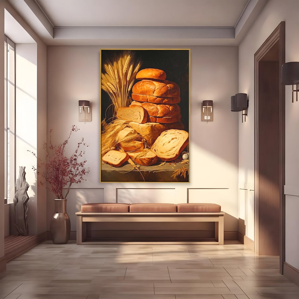 Tablou Canvas Premium, LuxCanva® N1061, Aurul Brutariei, Paine, Grau, Aliment, Mancare, Prospetime, Rustic, Traditional, Recolta, Masa, Gospodarie, Restaurant, Bucatarie