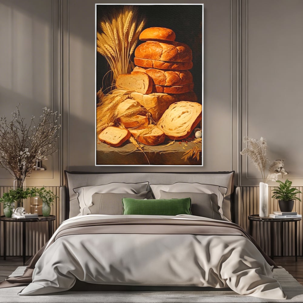 Tablou Canvas Premium, LuxCanva® N1061, Aurul Brutariei, Paine, Grau, Aliment, Mancare, Prospetime, Rustic, Traditional, Recolta, Masa, Gospodarie, Restaurant, Bucatarie